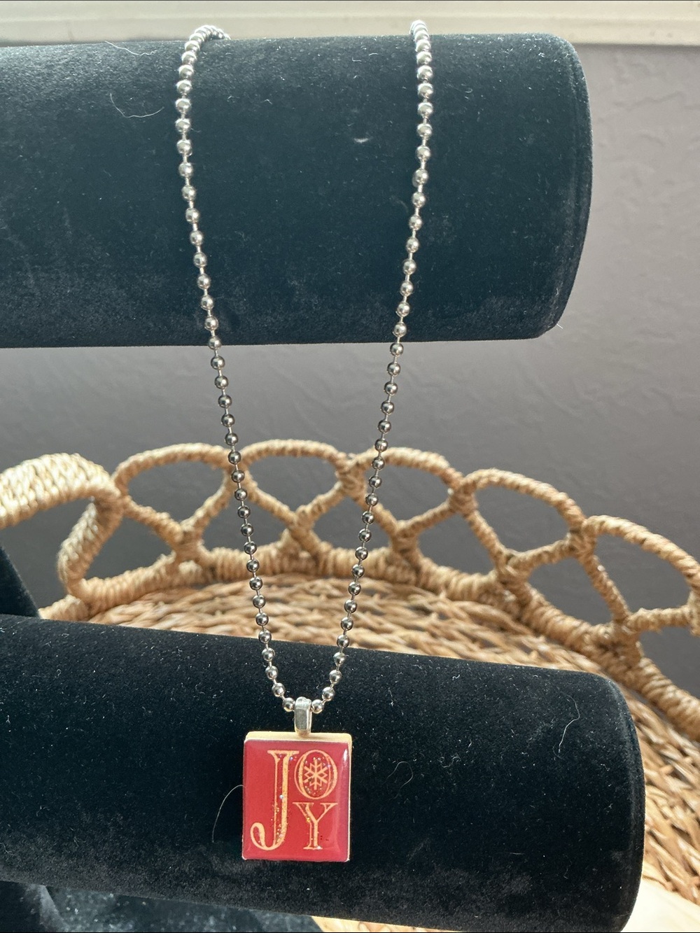 Scrabble Pendants Necklace with Silver Ball Chain